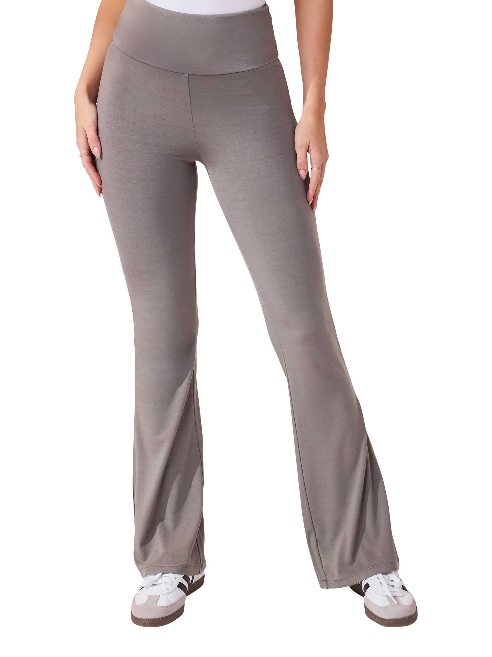 Product image 1 of 6, which shows Lovall Tall Lightweight Flare High Waist Leggings, Slate Green, 6