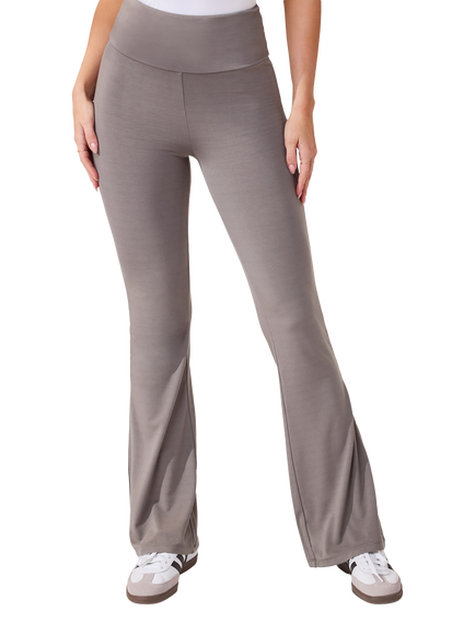 Lovall Tall High Waist Lightweight Flared Leggings, Slate Green