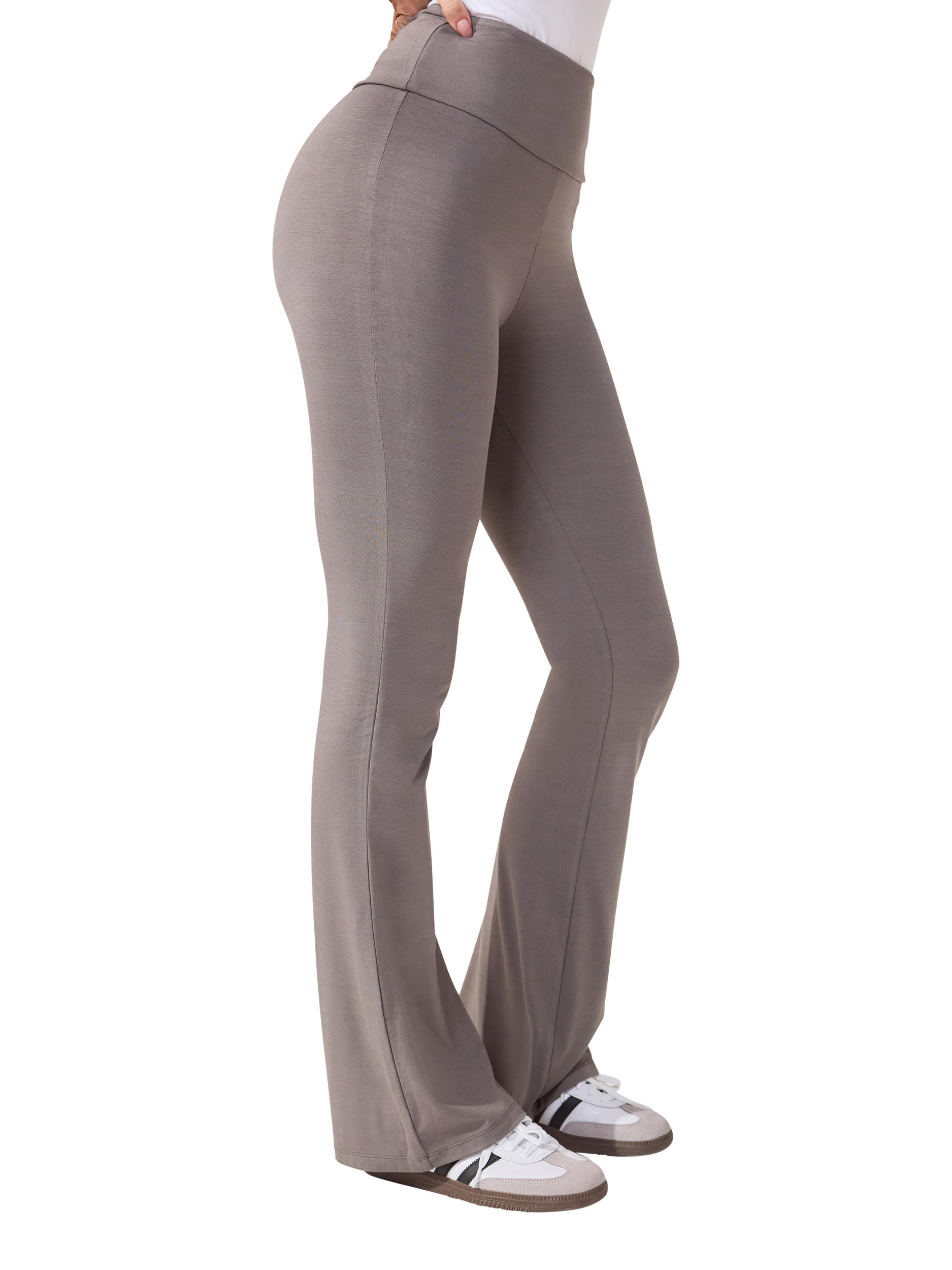 Product image 3 of 6, which shows Lovall Tall Lightweight Flare High Waist Leggings, Slate Green, 6