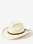 Mint Velvet Leather Trim Fedora Cowboy Hat, Natural Cream