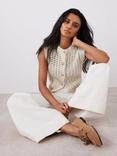 Mint Velvet Foil Knit Waistcoat, Gold