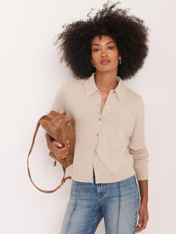 Mint Velvet Fine Knit Cotton Blend Cardigan, Natural