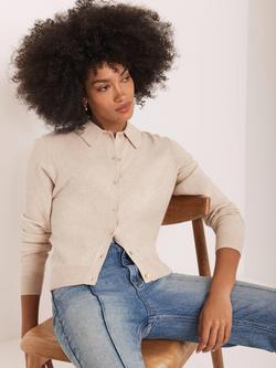 Mint Velvet Fine Knit Cotton Blend Cardigan - view 2, Natural