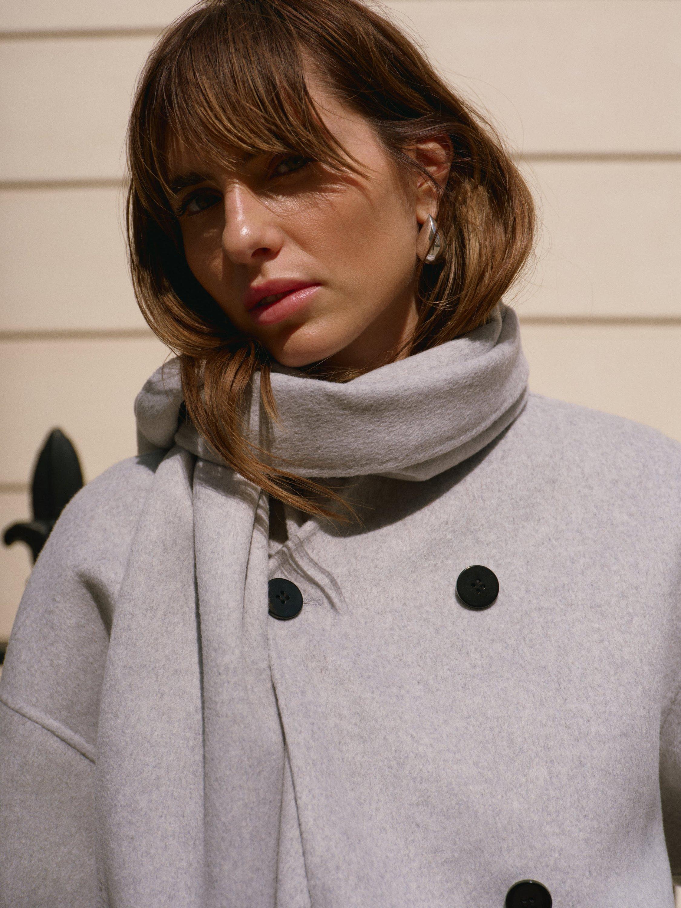 Product image 6 of 8, which shows Mint Velvet Scarf Detail Coat, Grey, L