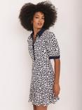 Mint Velvet Heart Print Mini Dress, Navy/White