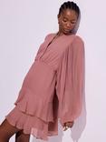 Mint Velvet Ruffle Boho Mini Dress, Pink