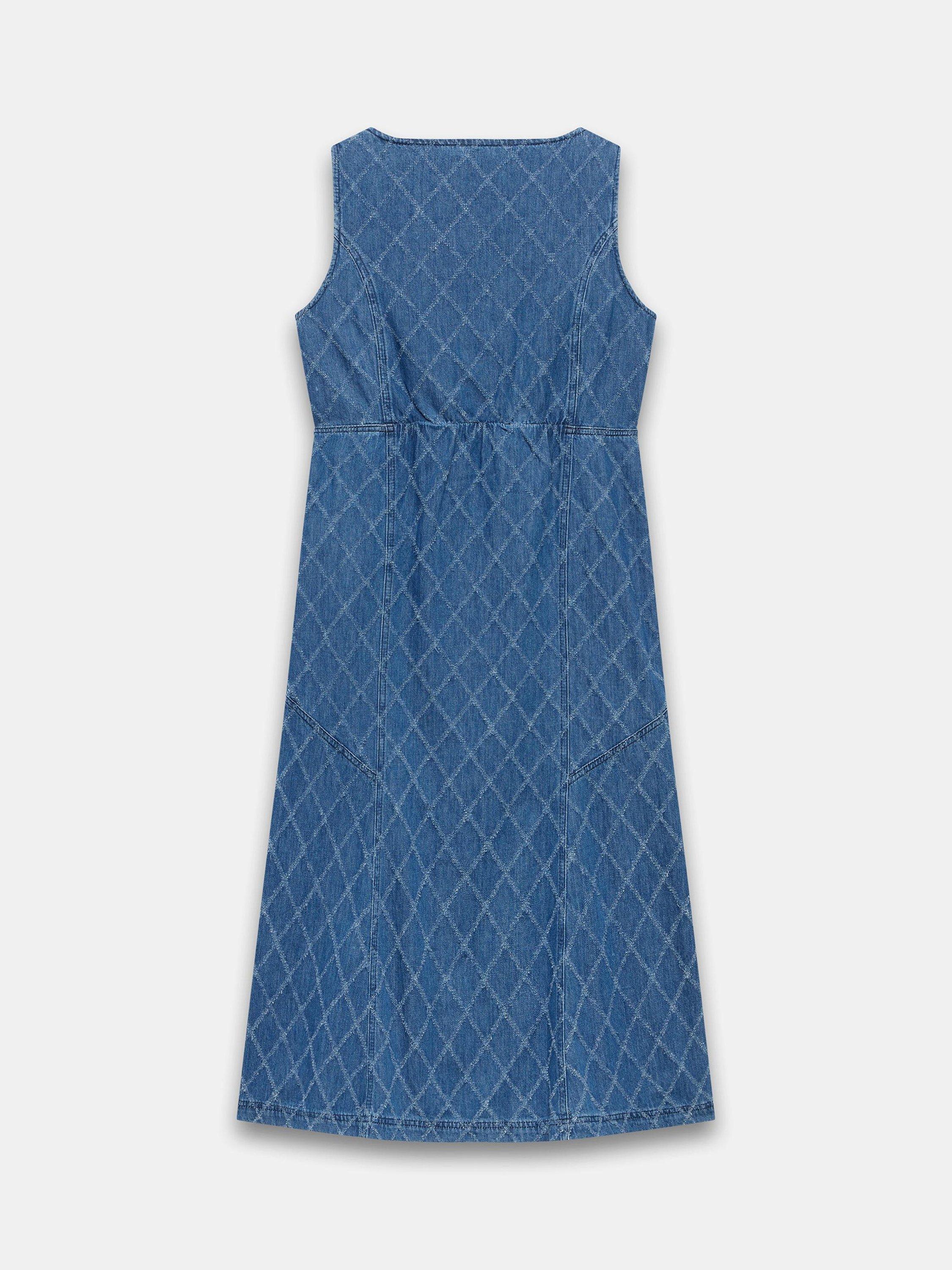 Product image 8 of 8, which shows Mint Velvet Diamond Denim Midi Dress, Indigo, 8