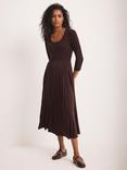 Mint Velvet Scallop Scoop Neck Pleated Trim Midi Dress