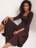 Mint Velvet Scallop Scoop Neck Pleated Trim Midi Dress