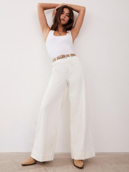Mint Velvet Wide Leg Mid Rise Cotton Denim Jeans - view 2, White
