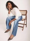 Mint Velvet Contrast Denim Wide Leg Mid Rise Jeans