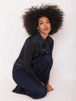 Mint Velvet Long Sleeve Collar Tailored Utility Shirt - view 2, Navy