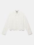 Mint Velvet Broderie Anglasie Cropped Shirt, White Ivory
