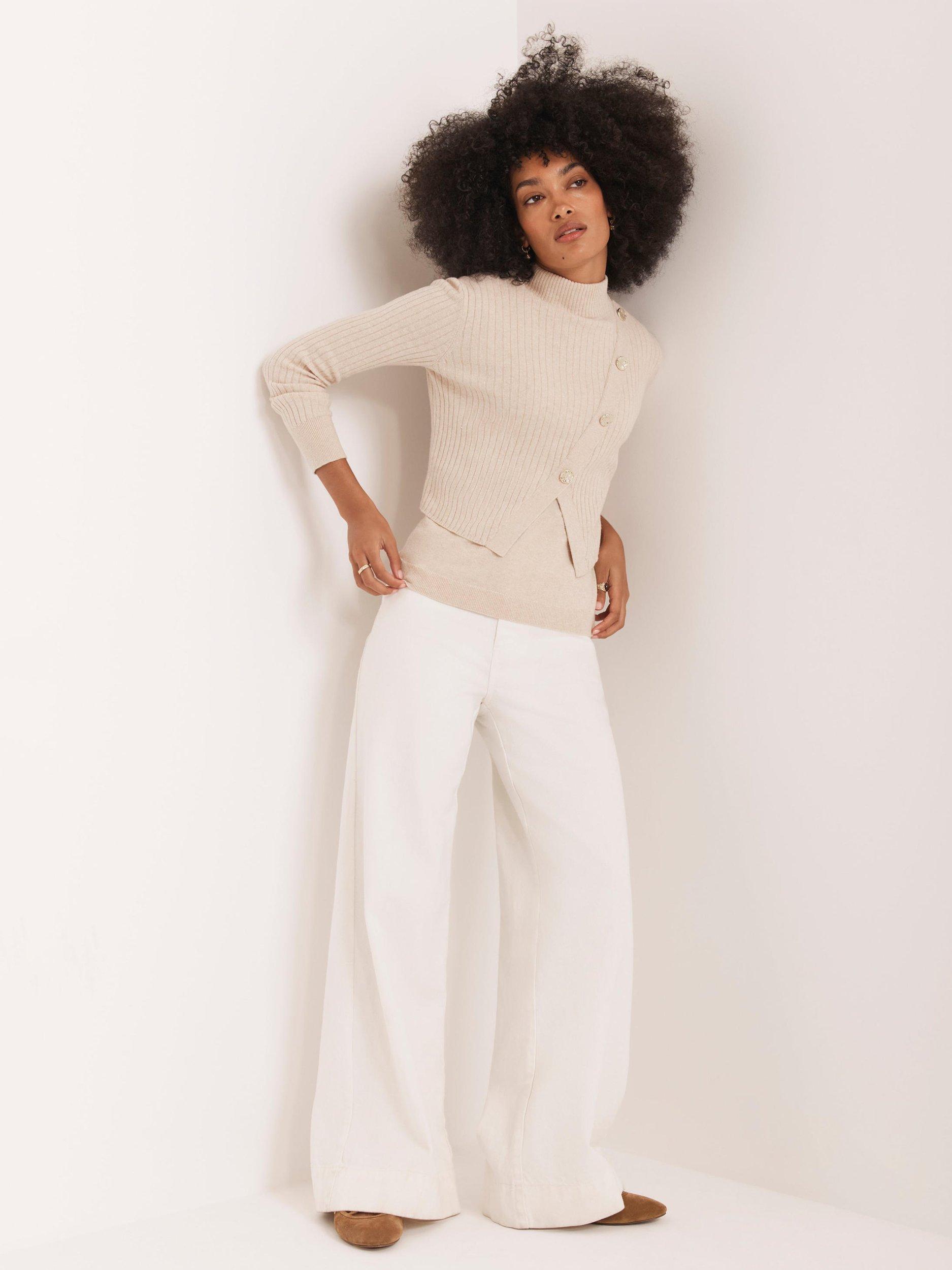 Product image 1 of 7, which shows Mint Velvet Layer Ribbed Jumper, Natural, L