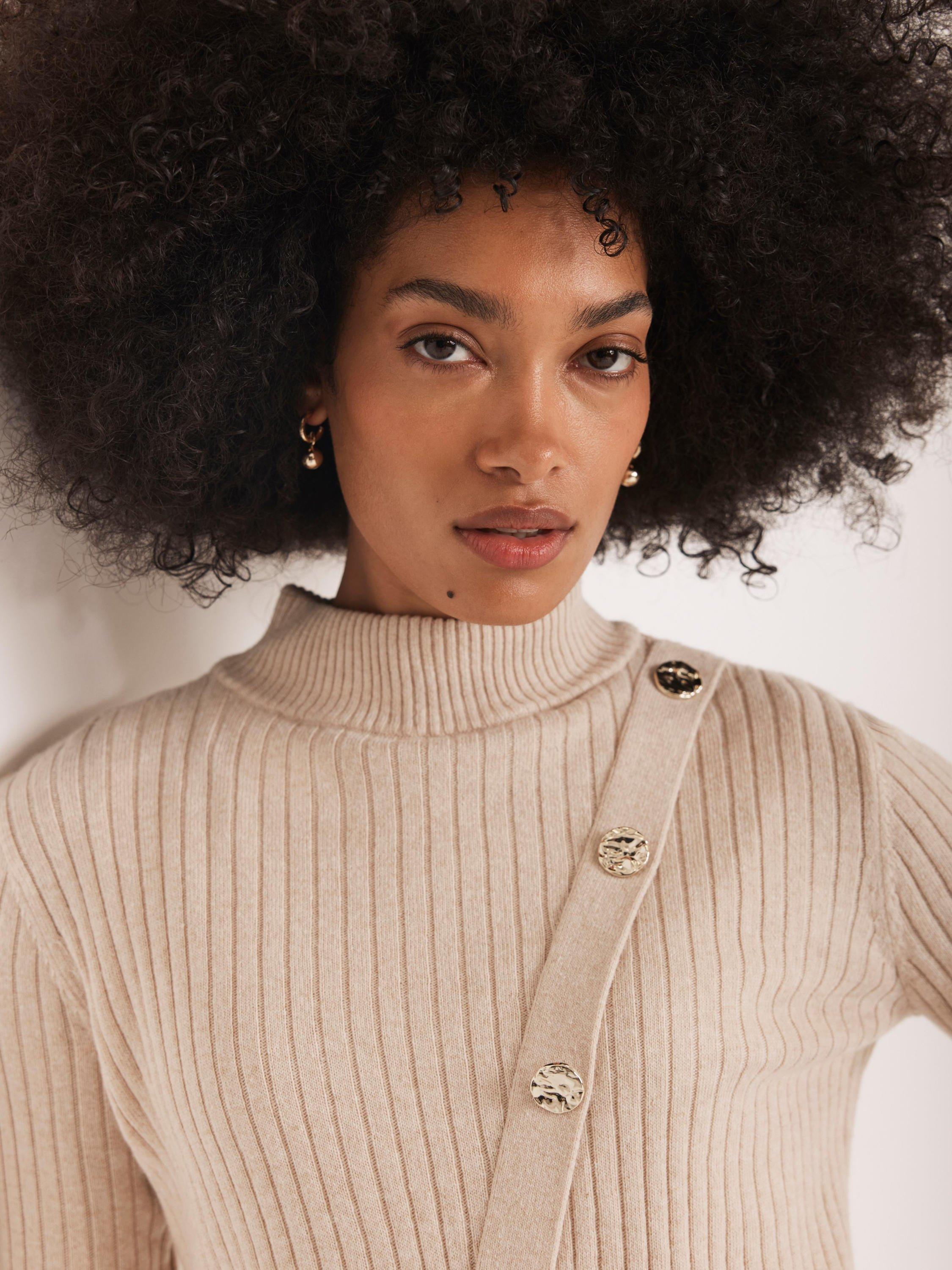Product image 5 of 7, which shows Mint Velvet Layer Ribbed Jumper, Natural, L