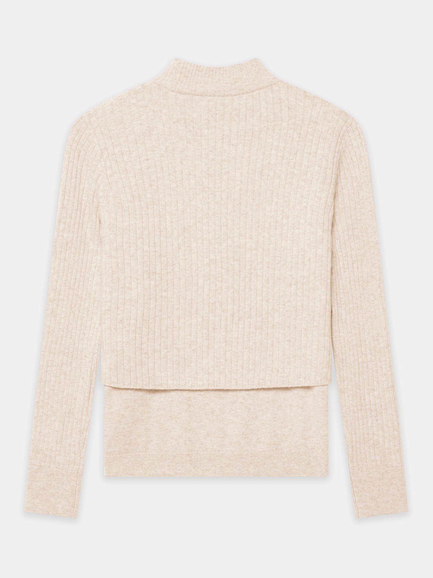 Product image 7 of 7, which shows Mint Velvet Layer Ribbed Jumper, Natural, L