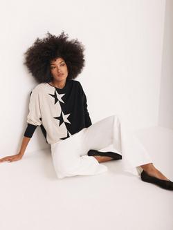 Mint Velvet Colour Block Star Jumper - view 2, Natural Stone