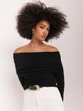 Mint Velvet Ribbed Bardot Wool Blend Top