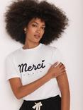 Mint Velvet Cotton Merci Graphic Short Sleeve Round Neck T-Shirt