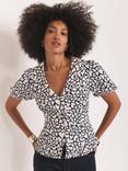 Mint Velvet Heart Print Short Sleeve Collar Blouse