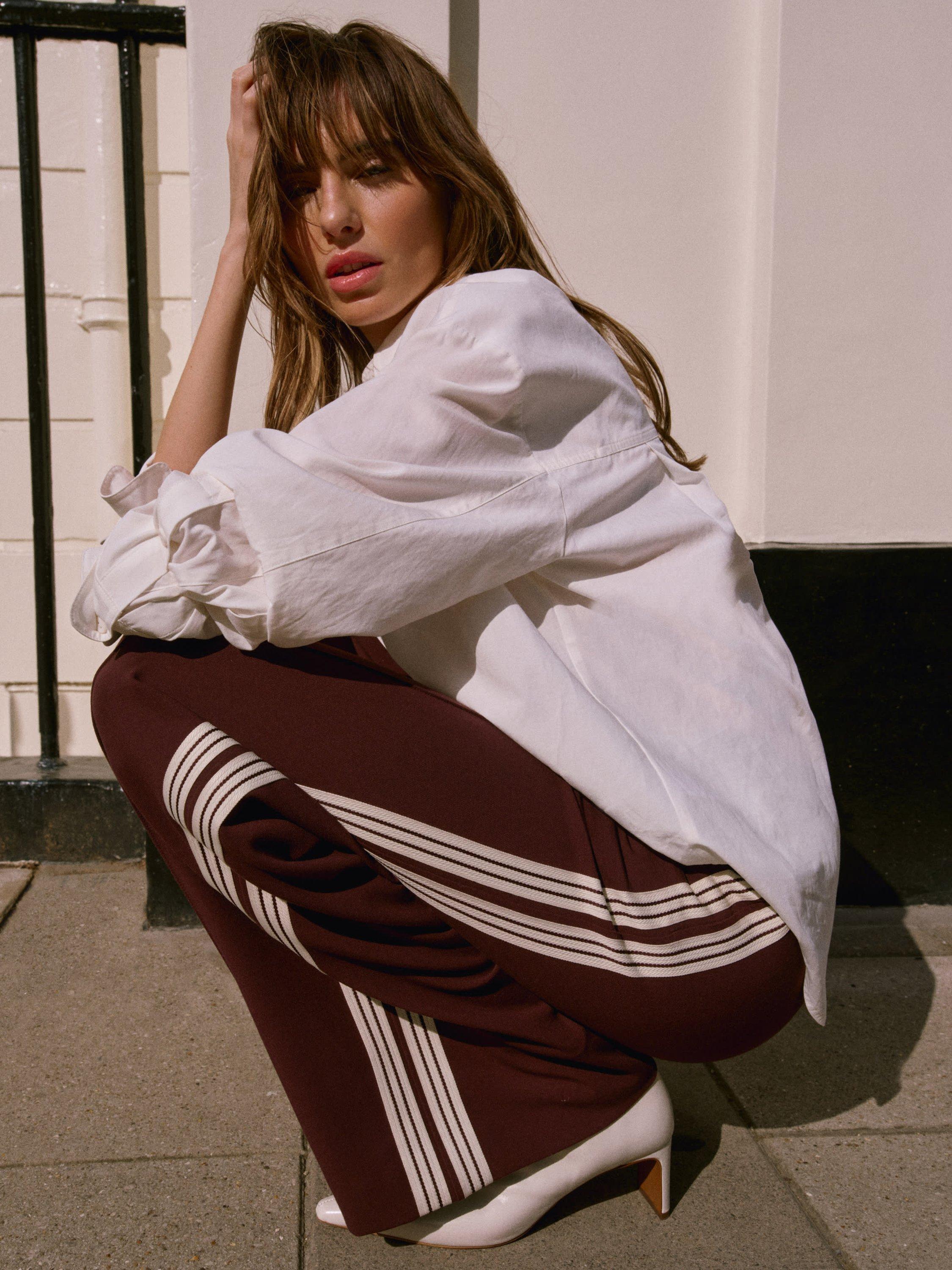 Product image 2 of 6, which shows Mint Velvet Side Stripe Trousers, Burgundy, 6R