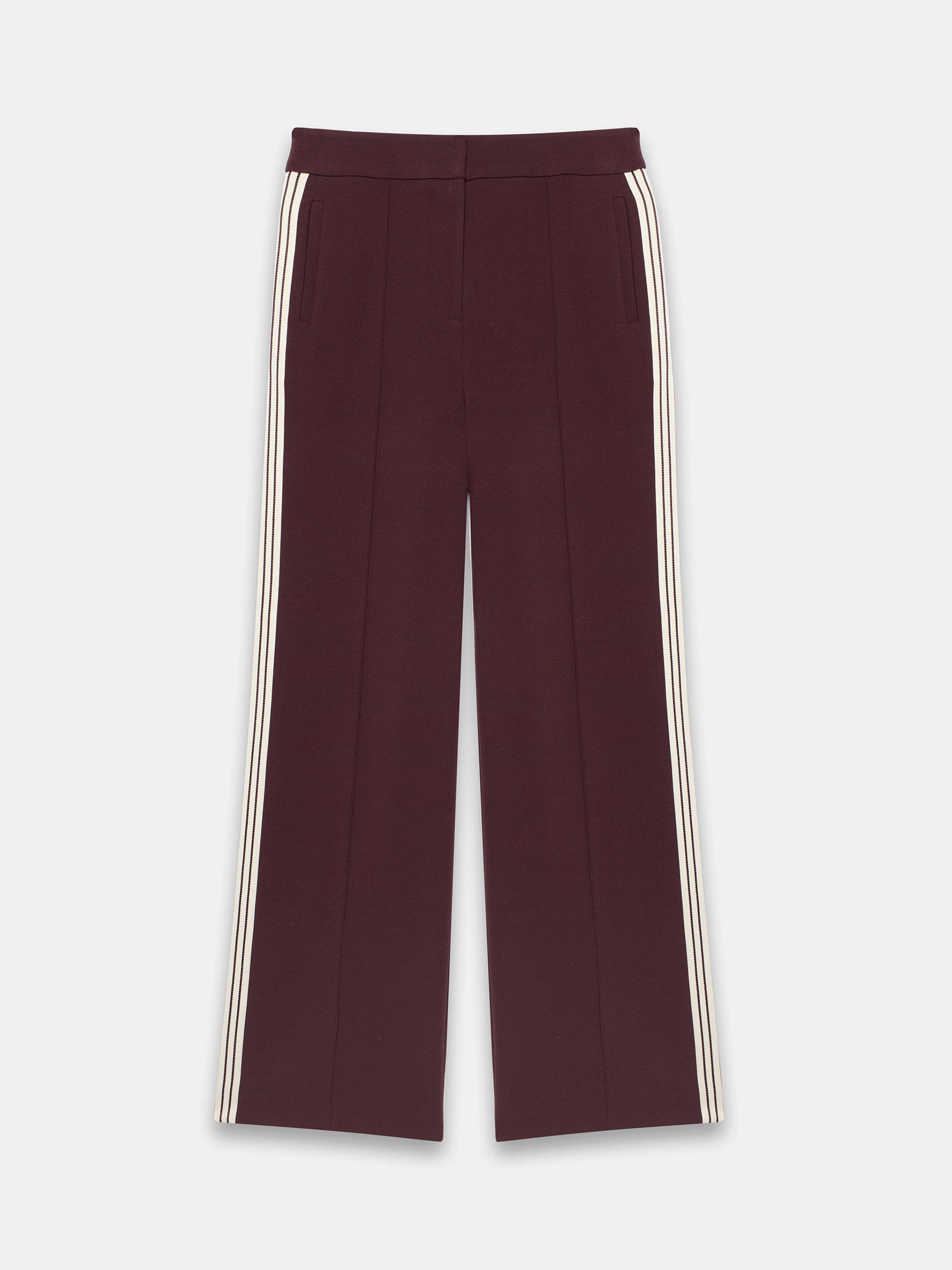 Product image 5 of 6, which shows Mint Velvet Side Stripe Trousers, Burgundy, 6R