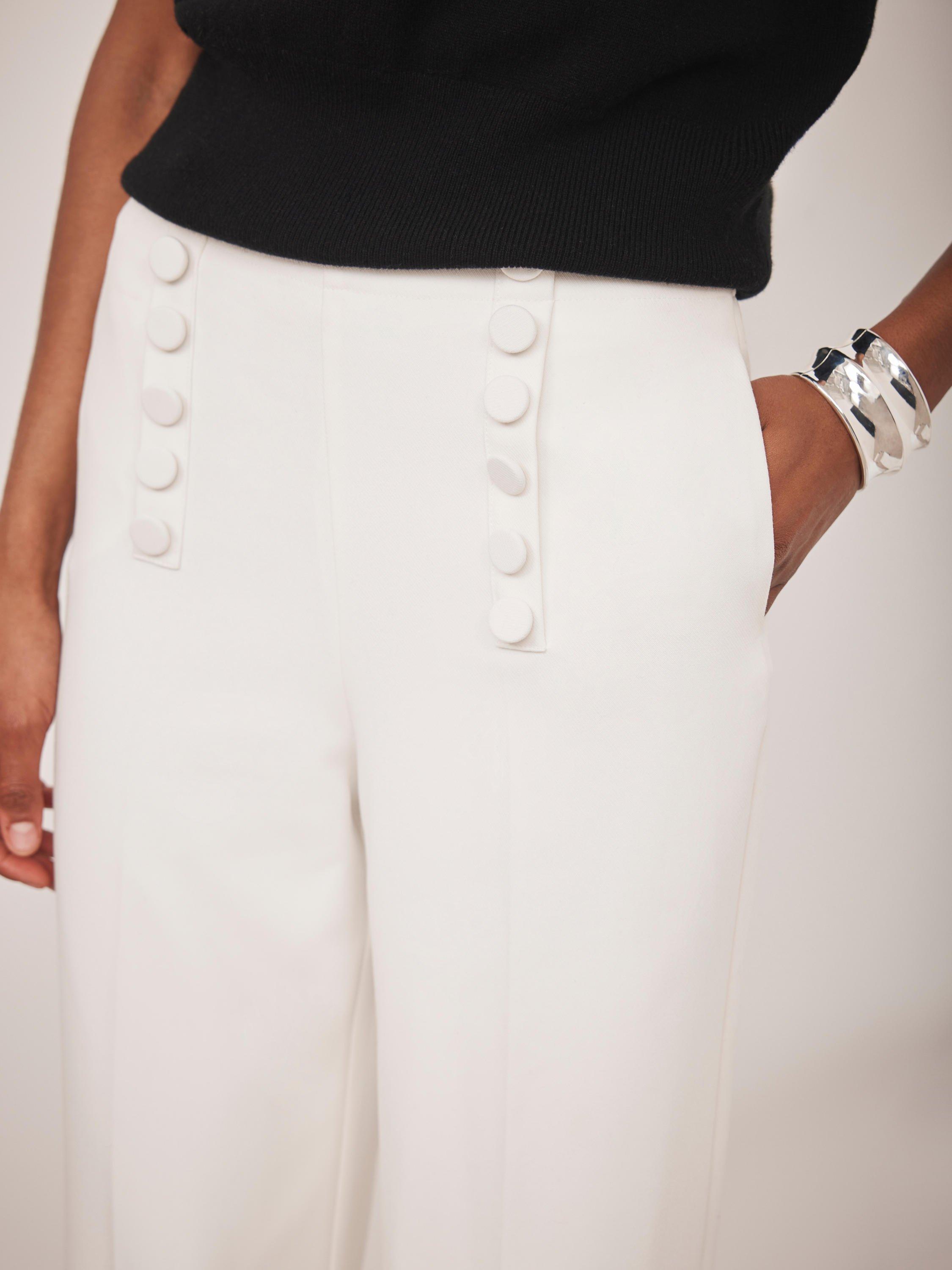 Product image 3 of 7, which shows Mint Velvet High Waisted Wide Leg Trousers, White, 16R