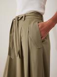 Mint Velvet Belted Wide Leg Trousers, Green Khaki