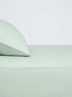 John Lewis Crisp & Fresh Cotton Rich 200 Thread Count Deep Fitted Sheet, Green Light