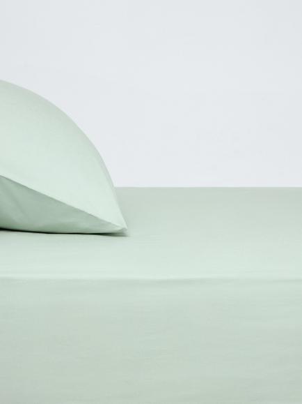 John Lewis Crisp & Fresh Cotton Rich 200 Thread Count Fitted Sheet, Green Light