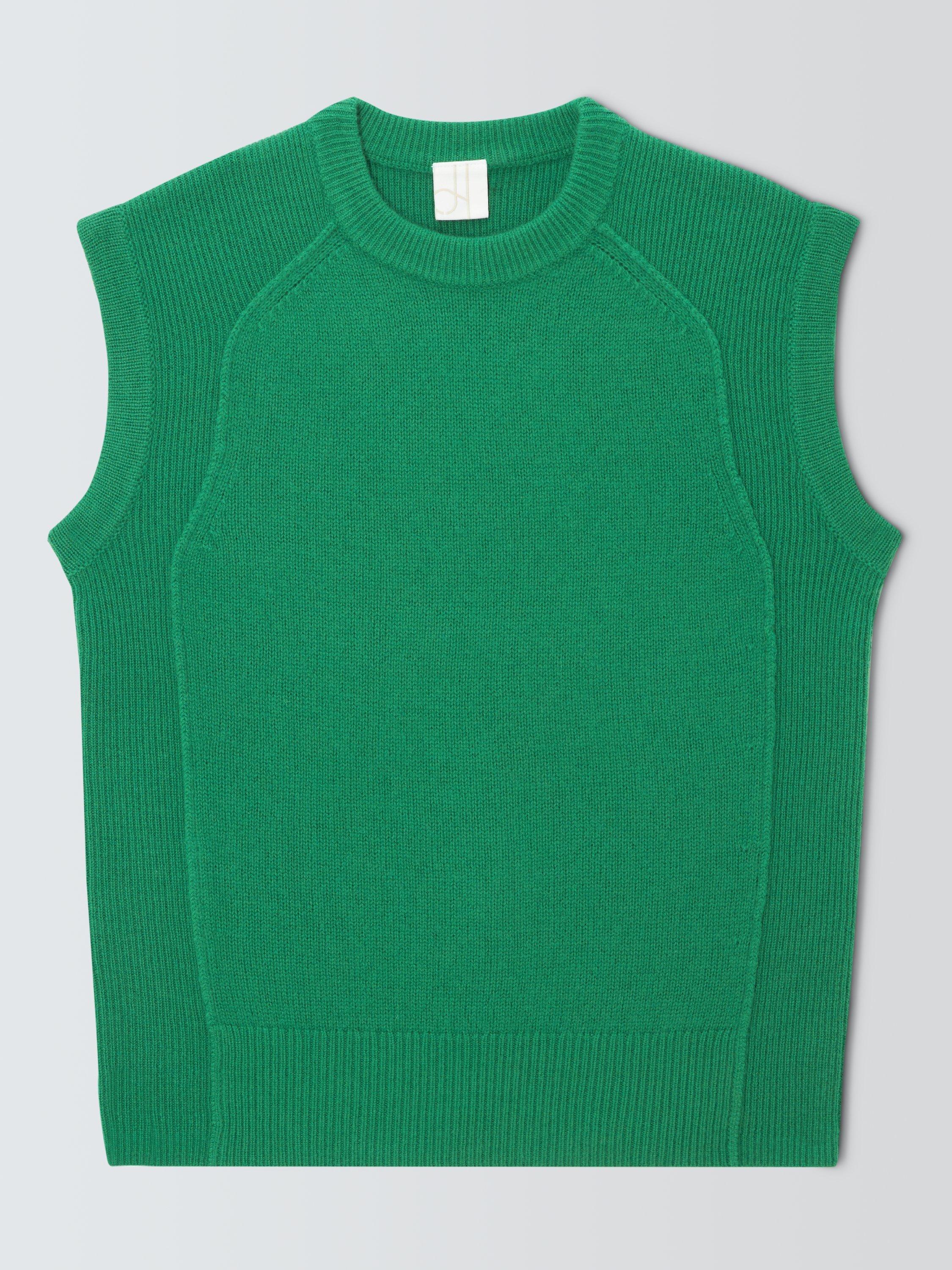 Product image 4 of 6, which shows John Lewis Lambswool Saddle Shoulder Tank Top, Pine Green, XS