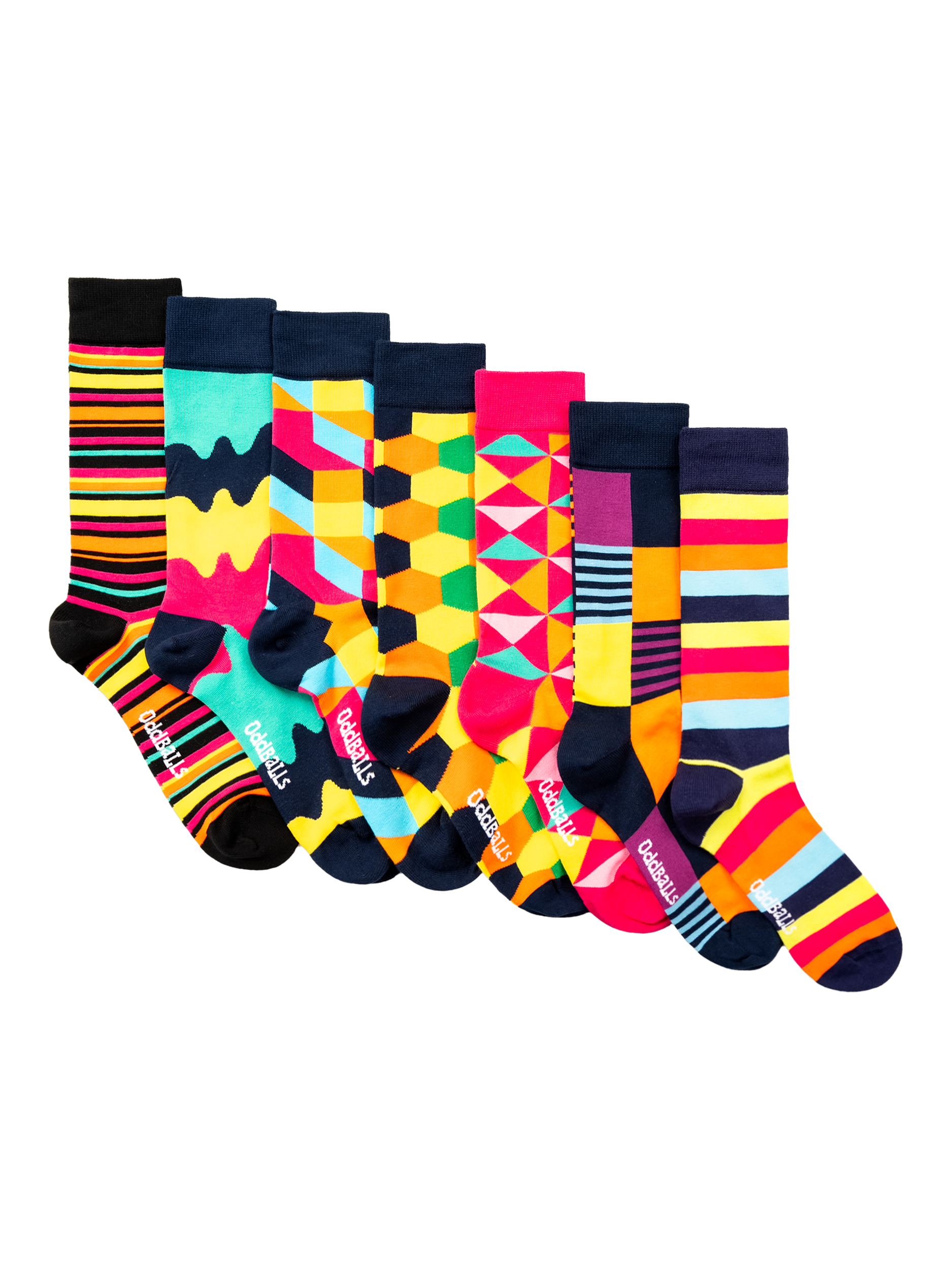 Product image 1 of 4, which shows OddBalls Mix & Match Stretch Cotton Socks, Pack of 7, Multi, Multi, 3–6