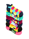 OddBalls Random Stretch Cotton Ankle Socks, Pack of 6, Multi