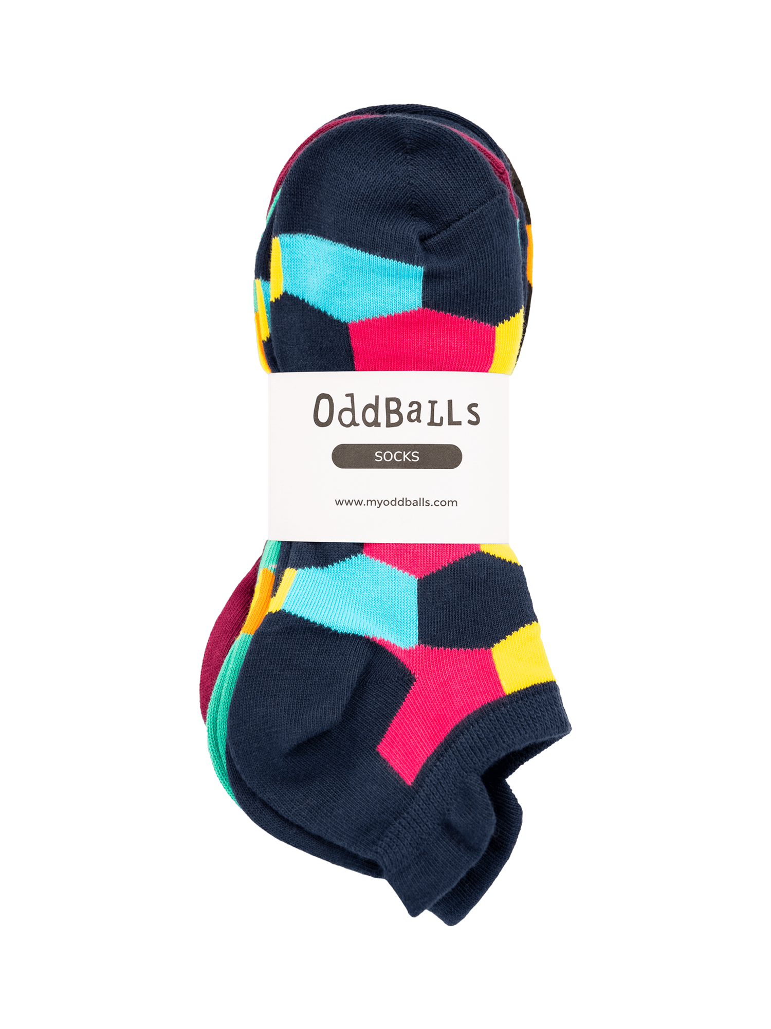 Product image 2 of 3, which shows OddBalls Random Stretch Cotton Ankle Socks, Pack of 6, Multi, XS