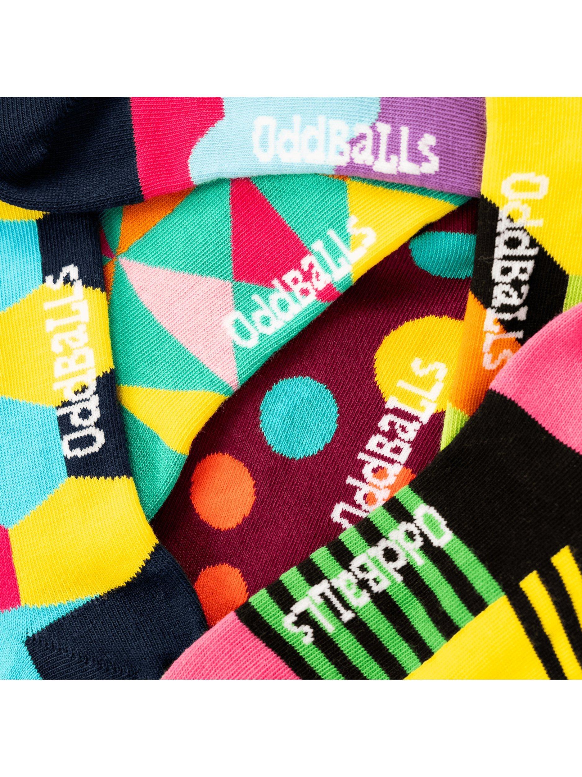 Product image 3 of 3, which shows OddBalls Random Stretch Cotton Ankle Socks, Pack of 6, Multi, XS