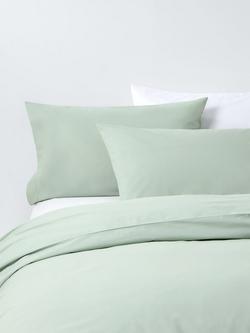 John Lewis Crisp & Fresh Cotton Rich 200 Thread Count Duvet Cover Set, Green Light, Green Light
