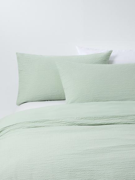 John Lewis Seersucker Duvet Cover Set, Mist Green