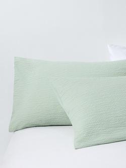 John Lewis Seersucker Duvet Cover Set - view 2, Mist Green