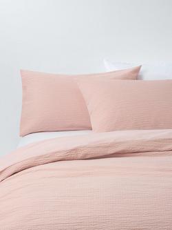 John Lewis Seersucker Duvet Cover Set, Plaster Pink