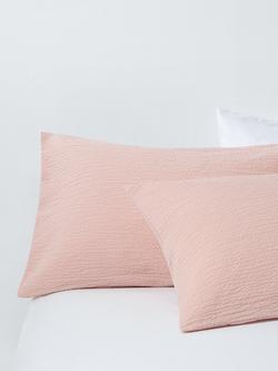 John Lewis Seersucker Duvet Cover Set - view 2, Plaster Pink