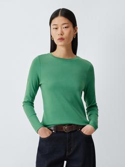 John Lewis Organic Cotton Long Sleeve Crew Neck T-Shirt, Green
