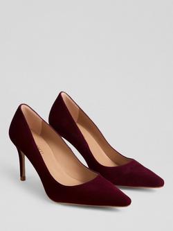 L.K.Bennett Floret Pointed Toe Suede Court Shoes - view 2, Burgundy Red