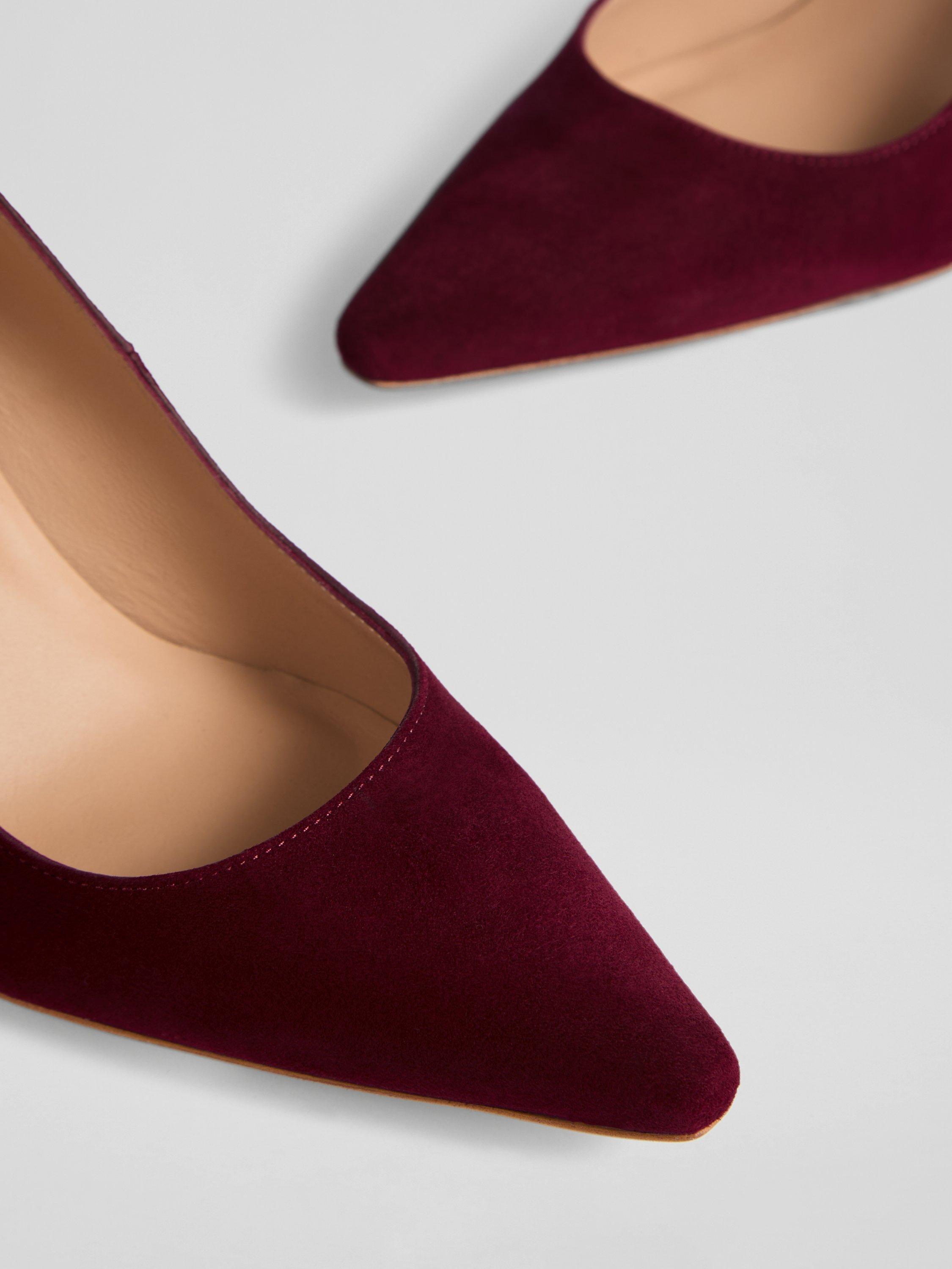 Product image 3 of 3, which shows L.K.Bennett Floret Pointed Toe Suede Court Shoes, Burgundy Red, 2