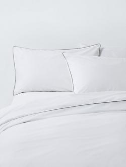 John Lewis 400 Thread Count Organic Cotton Piped Duvet Cover Set, Steel