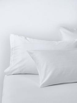 John Lewis Satin Stripe Organic Cotton 400 Thread Count Duvet Cover Set, White - view 2, White