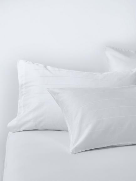 John Lewis Satin Stripe Organic Cotton 400 Thread Count Duvet Cover Set, White - view 2, White