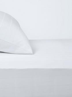 John Lewis Satin Stripe Organic Cotton Sateen 400 Thread Count Fitted Sheet, White, White