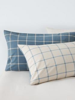 John Lewis Warm & Cosy Brushed Cotton Windowpane Check Duvet Cover Set - view 2, Blue