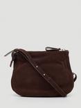 HUSH Crescent Suede Bag, Dark Brown
