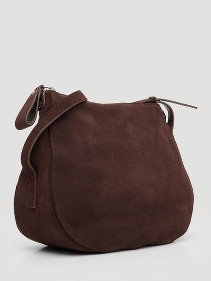 HUSH Crescent Suede Bag, Dark Brown - view 2, Dark Brown